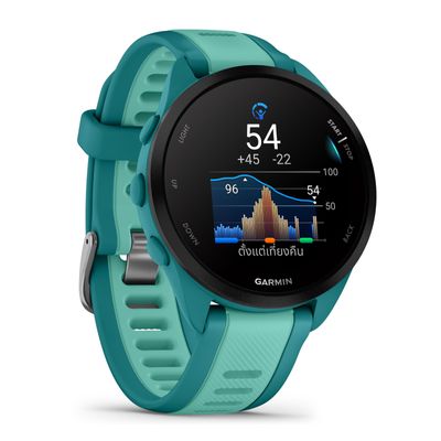 GARMIN Forerunner 165 Music สมาร์ทวอทช์ (43mm., ตัวเรือนสี Turquoise/Aqua, สายสี Turquoise/Aqua)